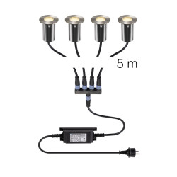 Encastrés de sol TRAIL-LITE® 60 set de 4 3000K IP67 rond inox/aluminium - SLV - 1008841