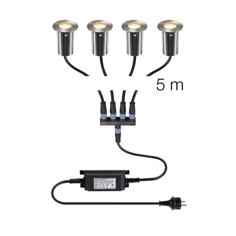 Encastrés de sol TRAIL-LITE® 60 set de 4 3000K IP67 rond inox/aluminium - SLV - 1008841
