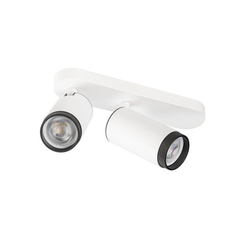 Plafonnier GRIP! L cylindrique double 6W QPAR51 blanc/noir - SLV - 1009096