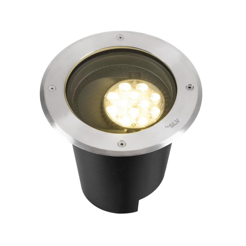 Encastré sol DASAR® L asymétrique 3000K 70°/40° IP65/IP67 rond inox/noir - SLV - 1009168