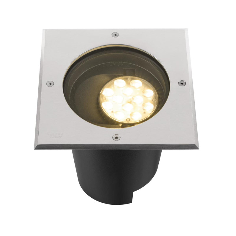 Encastré sol DASAR® L asymétrique 3000K 70°/40° IP65/IP67 carré inox/noir - SLV - 1009169