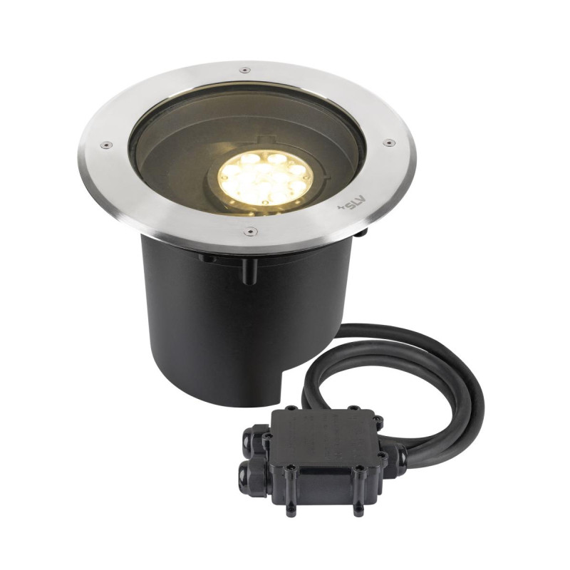 Encastré sol DASAR® XL asymétrique 3000K 70°/40° IP65/IP67 rond inox/noir - SLV - 1009170