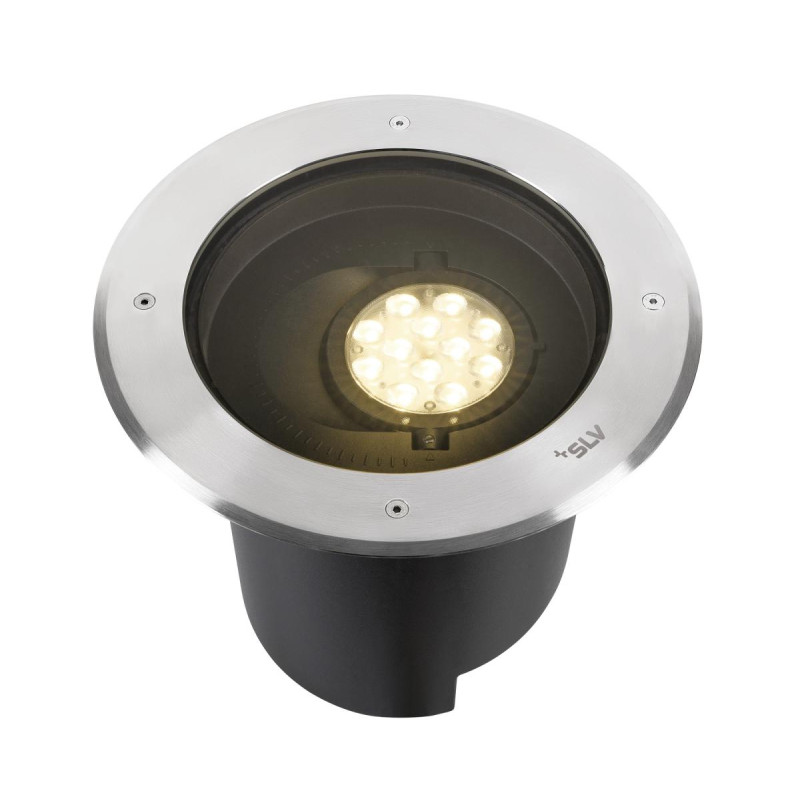 Encastré sol DASAR® XL asymétrique 3000K 70°/40° IP65/IP67 rond inox/noir - SLV - 1009170