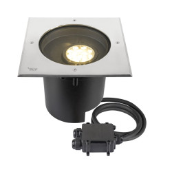 Encastré sol DASAR® XL asymétrique 3000K 70°/40° IP65/IP67 carré inox/noir - SLV - 1009171