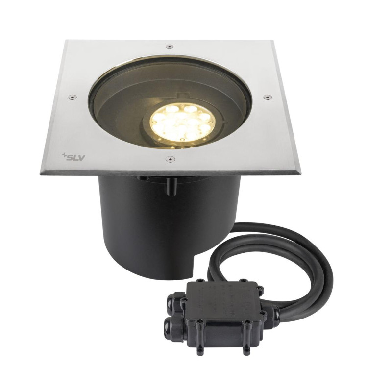 Encastré sol DASAR® XL asymétrique 3000K 70°/40° IP65/IP67 carré inox/noir - SLV - 1009171