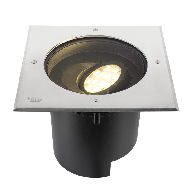 Encastré sol DASAR® XL asymétrique 3000K 70°/40° IP65/IP67 carré inox/noir - SLV - 1009171