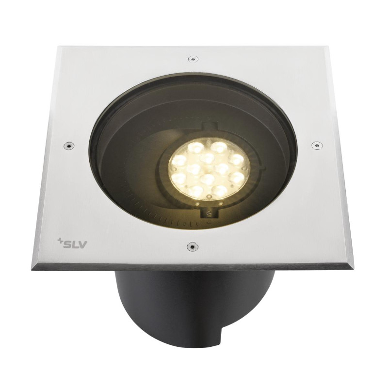 Encastré sol DASAR® XL asymétrique 3000K 70°/40° IP65/IP67 carré inox/noir - SLV - 1009171