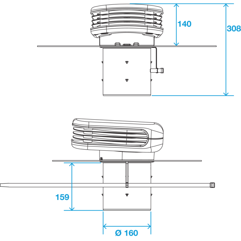 Sortie de toit pour VMC - ardoise - Ø160 mm - AIRWELL - 111022093