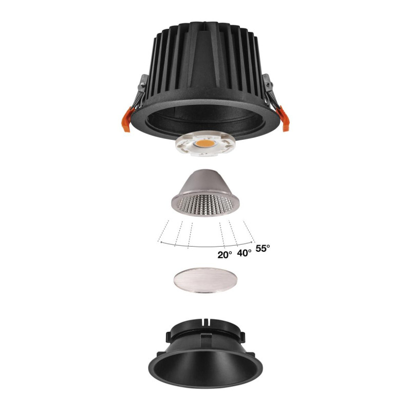 Encastré downlight NUMINOS® XL intérieur3000&nbsp;K 40° IP20 rond noir - SLV - 1009939