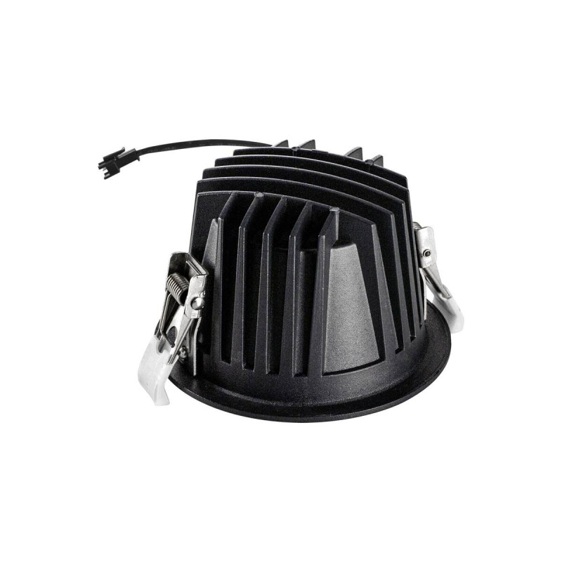 Vue de profil du NUMINOS L encastré downlight intérieur montrant ses ailettes de refroidissement en aluminium noir.