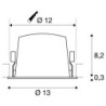 Schéma technique avec les dimensions du NUMINOS L encastré downlight intérieur, diamètre 13 cm et découpe 12 cm.