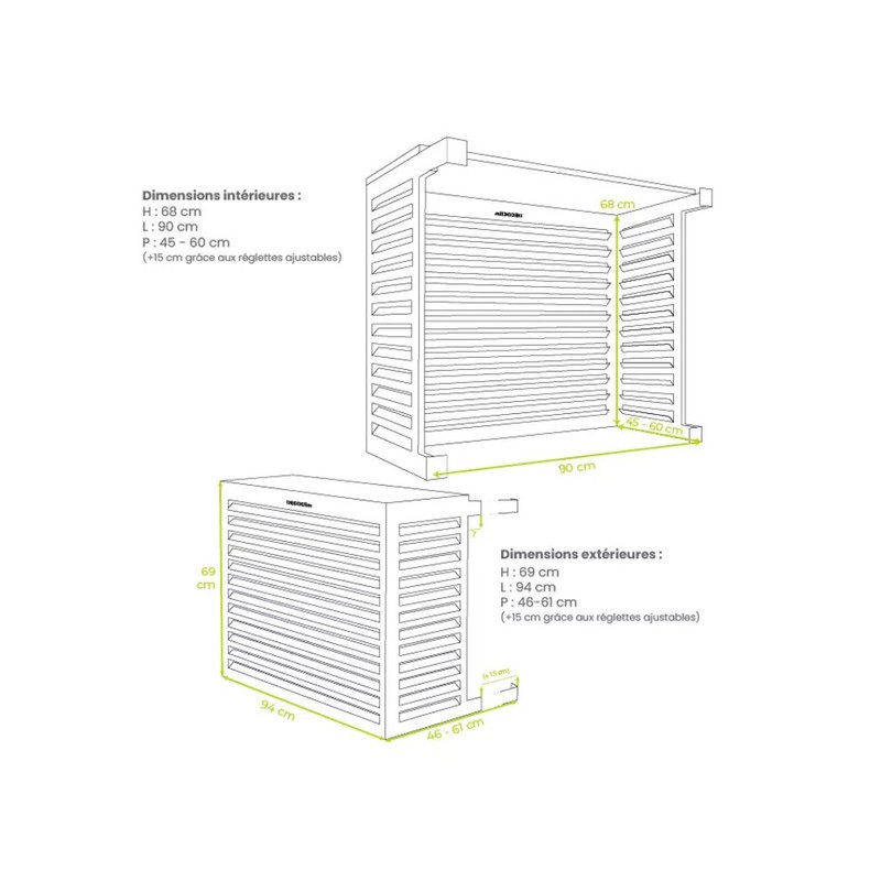 Cache unité extérieure aluminium blanc - DECOCLIM