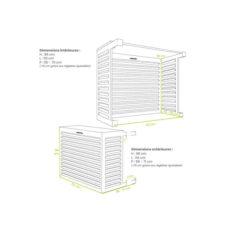 Cache unité extérieure en aluminium blanc crème taille L - DECOCLIM - 23AL9001