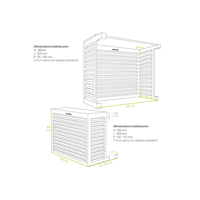 Cache unité extérieure aluminium ivoire clair - DECOCLIM
