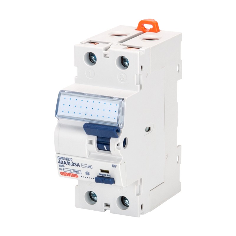INTERRUPTEUR DIFFÉRENTIEL - IDP - 2P 63A TYPE A INSTANTANÉ Idn=0,03A - 2 MODULES - GWD4052 - GEWISS