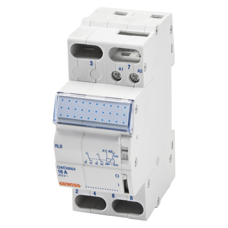 Télérupteur 16 A - 2 contacts inverseurs - 230 V - 2 modules - GEWISS - GWD6664