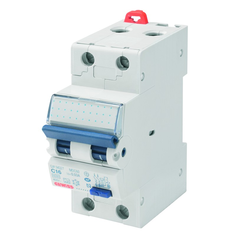 Disjoncteur différentiel compact MDC45 – 2P C20 A – type AC – 30 mA - GEWISS - GW94028