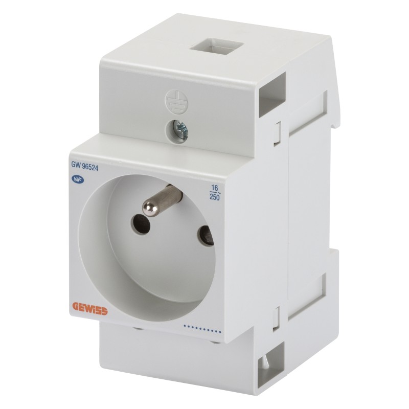 Prise modulaire pour rail DIN – standard français – 2P+T 16A – 2,5 modules - GEWISS - GW96524