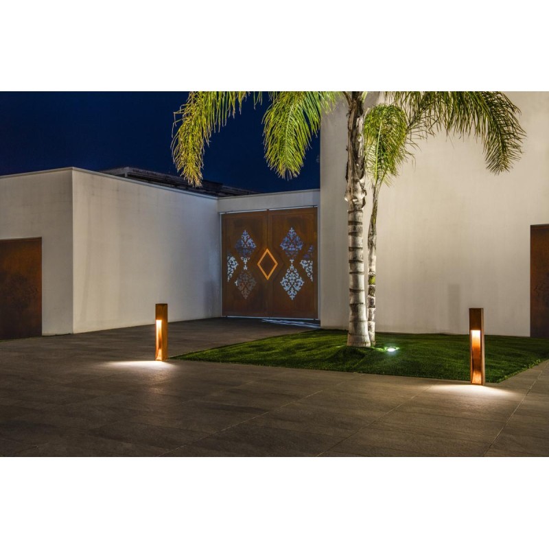 Borne extérieure RUSTY® SLOT 80 fonte rouillée LED 9W 3000K IP55 bord mer - SLV - 233457