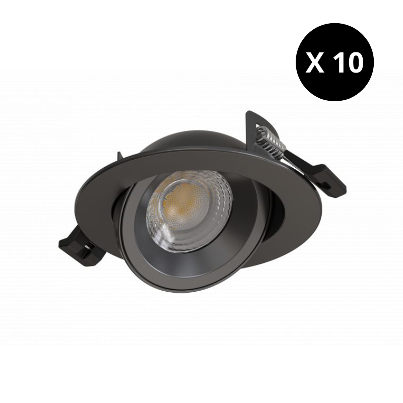 Pack de 10 Spots extra plats STELLA SD Noir, orientable, CTT face arrière - SOLUM - S0360590D