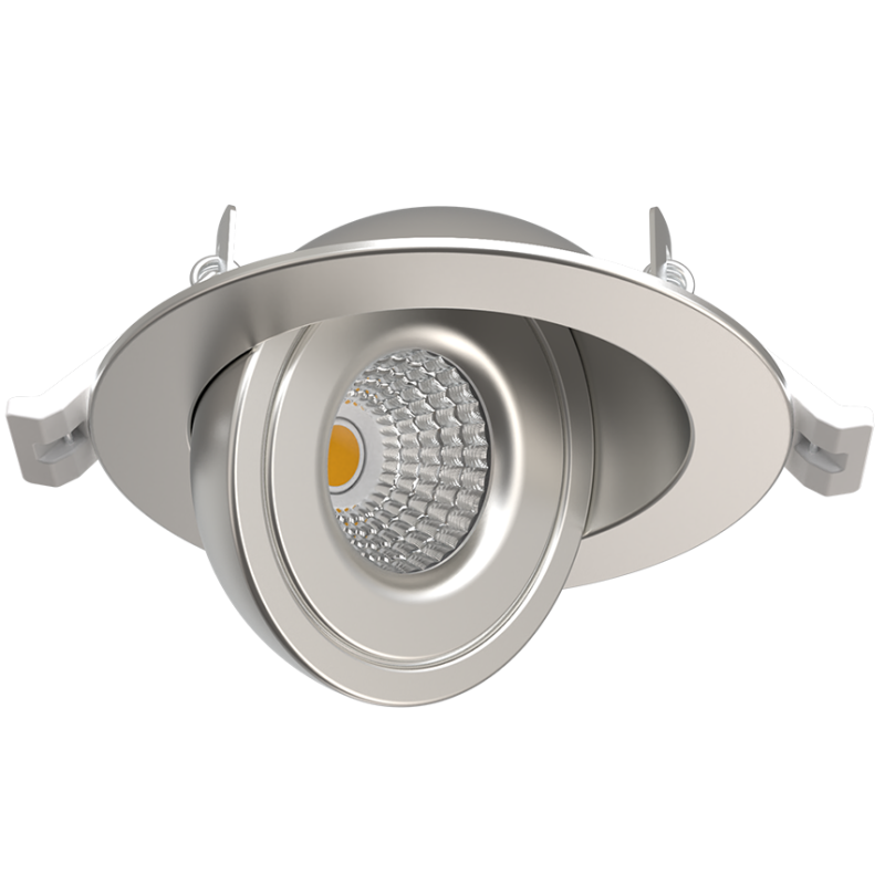 LEO Spot encastré alu brossé 8W, 690Lm, CCT 2700K/3000K/4000K, Orientable 90°, Rotatif 360° - SOLUM - S0170790D