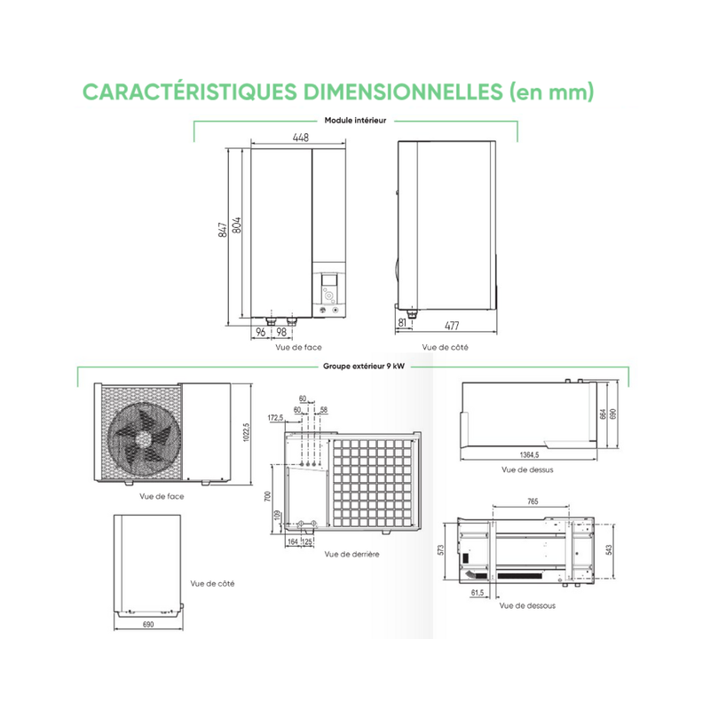Ensemble Pompe à chaleur Air Eau Monobloc IXTRA M monophasé - ATLANTIC