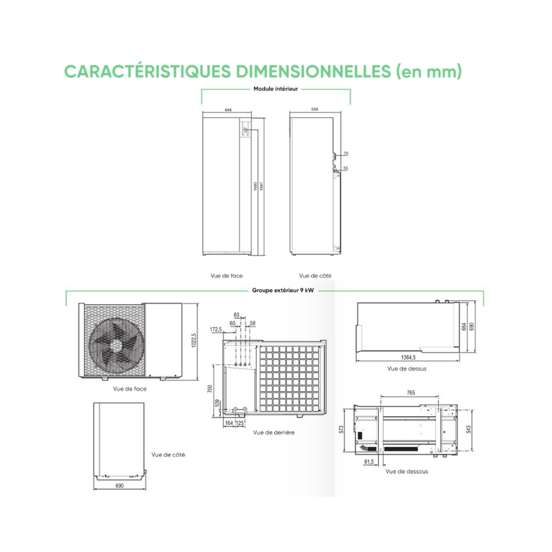 Ensemble Pompe à chaleur Air Eau Monobloc IXTRA M DUO Monophasé - ATLANTIC