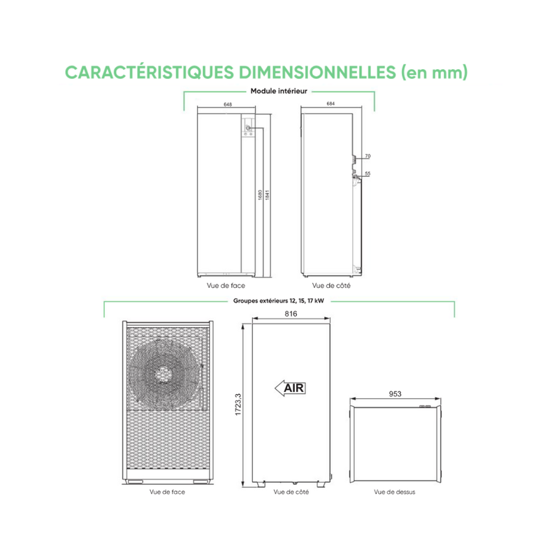 Ensemble Pompe à chaleur Air Eau Monobloc IXTRA M DUO monophasé - ATLANTIC