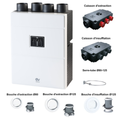 VMC double flux NETI + kit d'accessoires 6 piquages - AXELAIR - VDFTNK6P