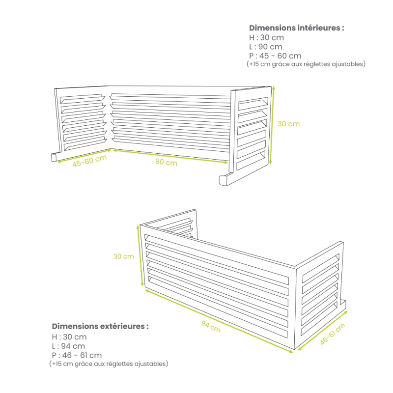 DECOCLIM - Extension hauteur pour caches DECOCLIM anthracite taille S - DECOCLIM-23AS7016-PLUS
