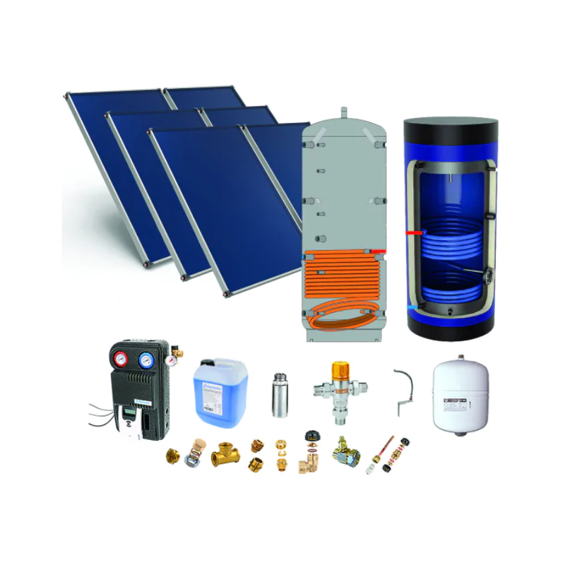 Chauffe-eau solaire toiture inclinée 6 capteurs solaires, ballon chauffage 300L + ECS 500L - THERMADOR - PSOL2BCHECS635M