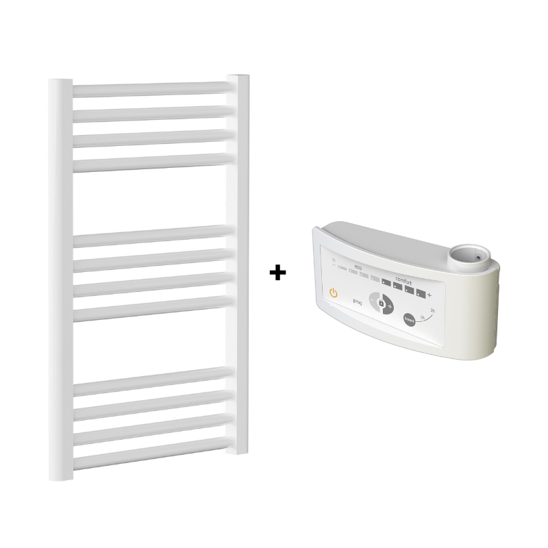 Sèche-Serviettes Droit Mixte 858W + kit Elec 750W en acier blanc - MAHANA - THERMADOR - MAH6001775DM