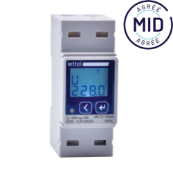 Compteur d'énergie multi-mesures mono 63A direct - Agrément MID et com Modbus - LETTEL - MCT2-163M