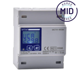Compteur multi-mesures tétra 63A direct - Agrément MID et com Modbus - LETTEL - MCT4-463M