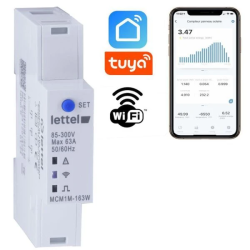 Compteur monophasé multimesure direct 63A. Com Wifi et appli smartphone. - LETTEL - MCM1M-163W