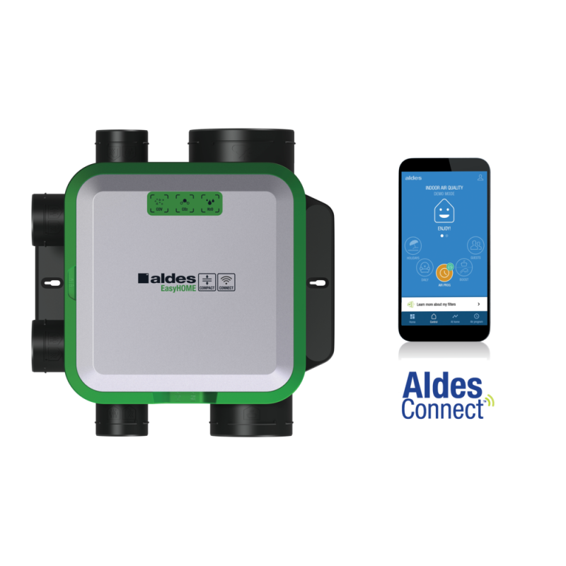 Kit VMC simple flux autoréglable connectée EasyHOME PureAIR COMPACT Premium - ALDES - 11033060