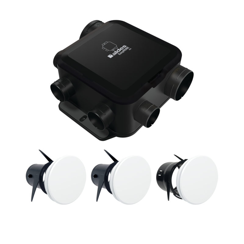 Kit VMC Simple flux EasyHOME Auto DHU COMPACT + 3 grilles design ColorLINE® - ALDES - 11026052