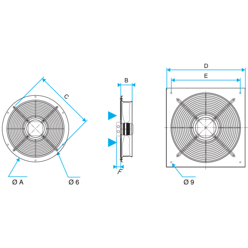 Ventilateur platine carrée V2 - HELICA 250 - ALDES