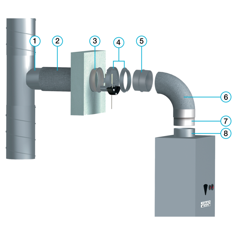 Bouche autoréglable gaz D125/125mm - BAZ MOTUS - ALDES